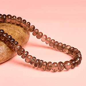 Smoky Quartz Faceted Elliptical Beads Necklace