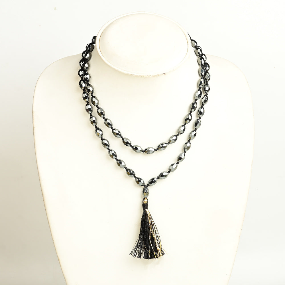 Hematite Faceted Oval Beads Mala