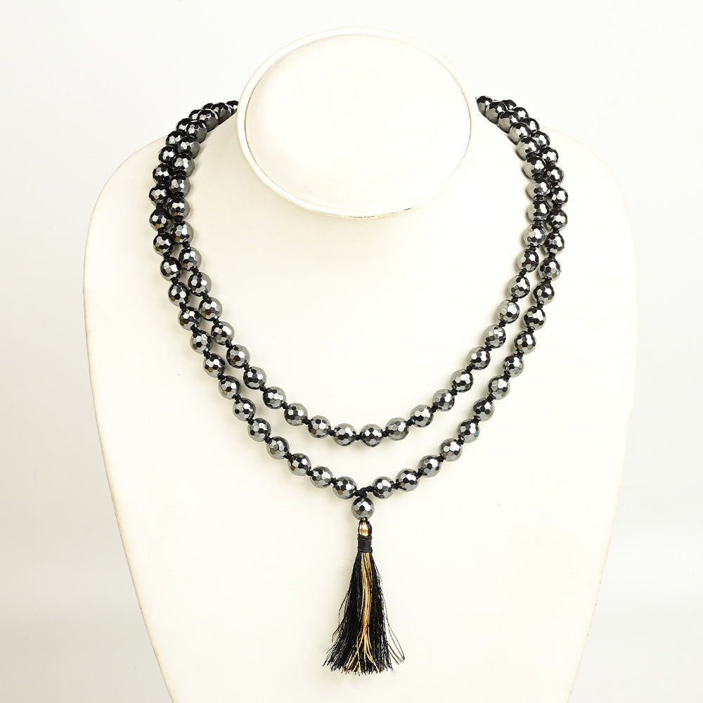Natural Hematite Faceted Beads Mala