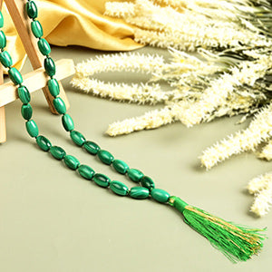 Malachite Drum Shape Beads Mala