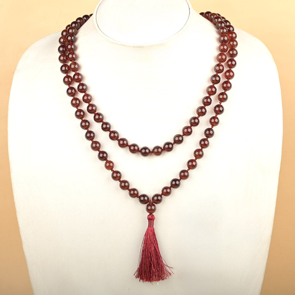 Natural Gomed Hessonite Mala-5 mm
