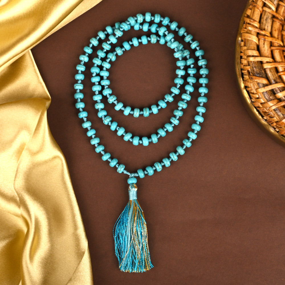 Turquoise Firoza Button Beads Mala-10 mm