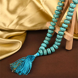Turquoise Firoza Button Beads Mala-10 mm