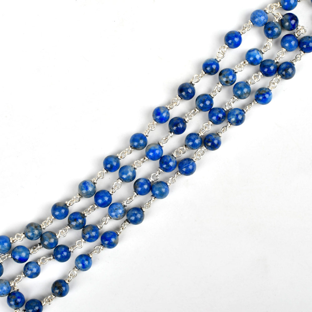 Lapis Lazuli 925 Silver Wire Mala-6 mm