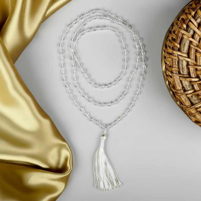 Sphatik Faceted Beads Mala-16 mm
