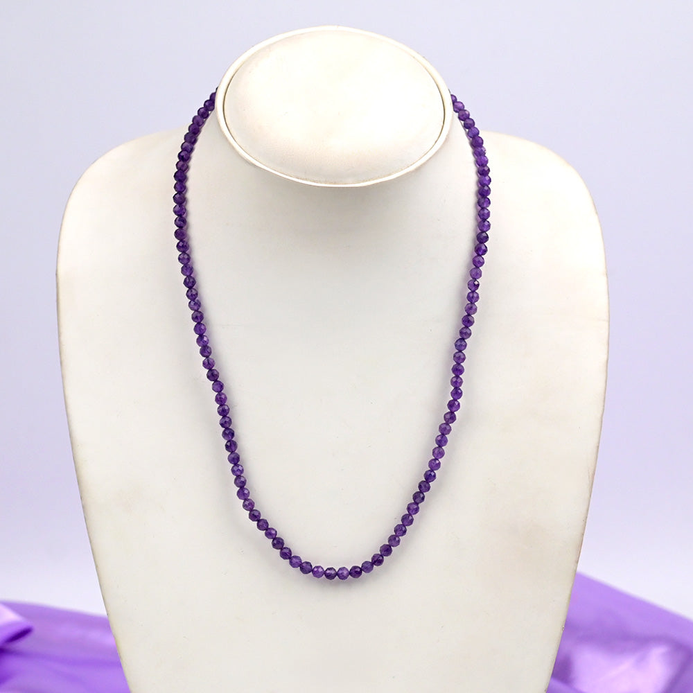 Amethyst Round Faceted Beads Mala-10 mm