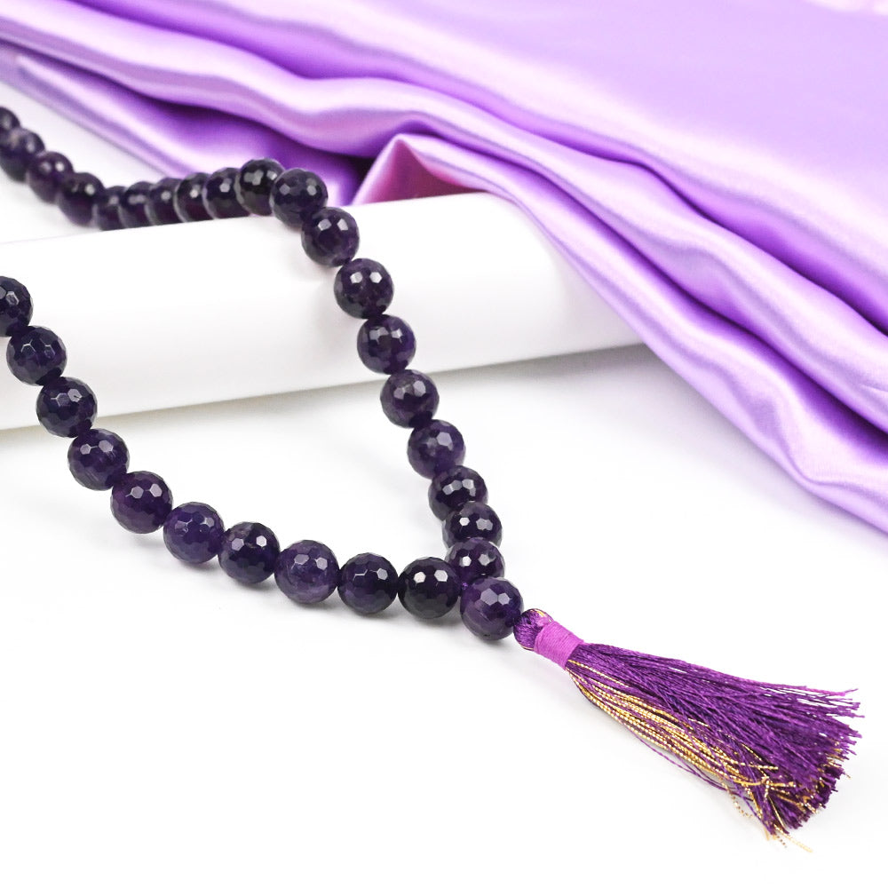 Amethyst Round Faceted Beads Mala-12 mm