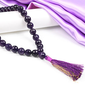 Amethyst Round Faceted Beads Mala-12 mm