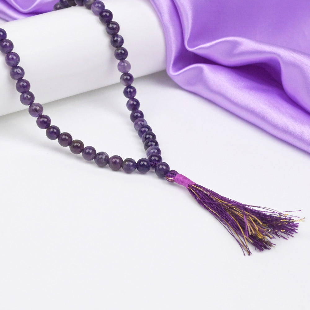 Amethyst Round Beads Mala-4 mm