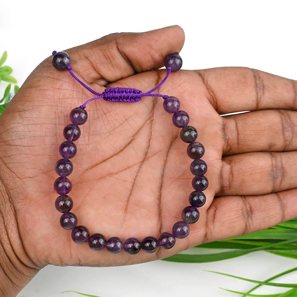 Amethyst Adjustable Thread Bracelet-8 mm