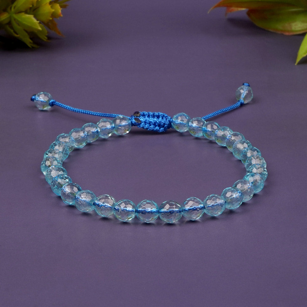 Faceted Blue Topaz Adjustable Bracelet-10 mm