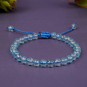 Faceted Blue Topaz Adjustable Bracelet-8 mm