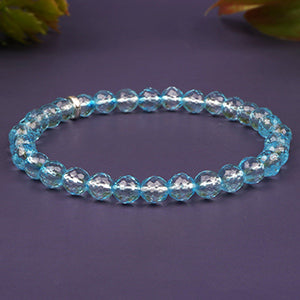 Blue Topaz Faceted Beads Bracelet-10 mm