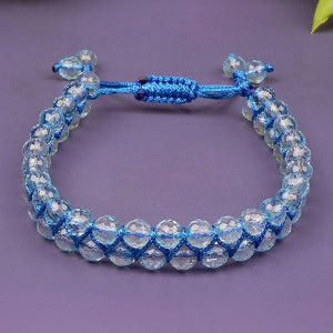 Blue Topaz Faceted Beads Double Layer Bracelet