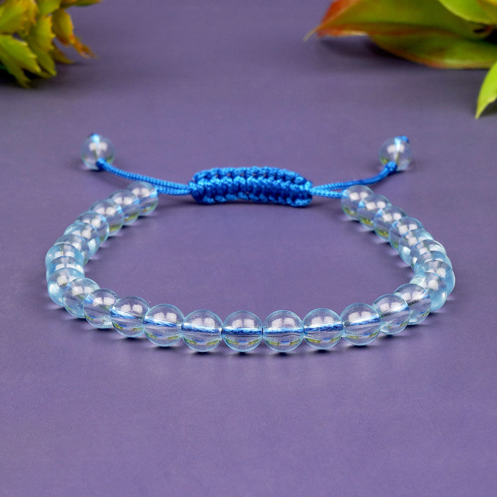 Blue Topaz Adjustable Thread Bracelet-8 mm