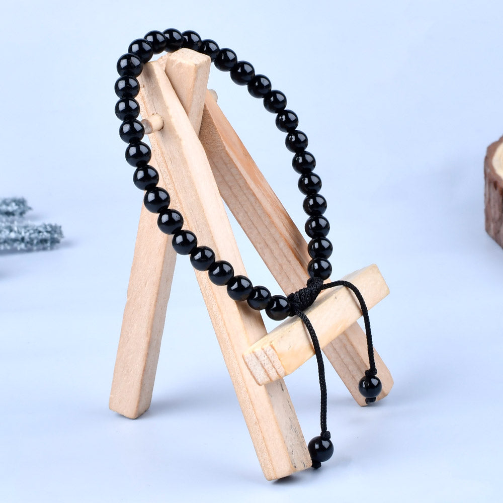Black Tourmaline Adjustable Thread Bracelet-10 mm