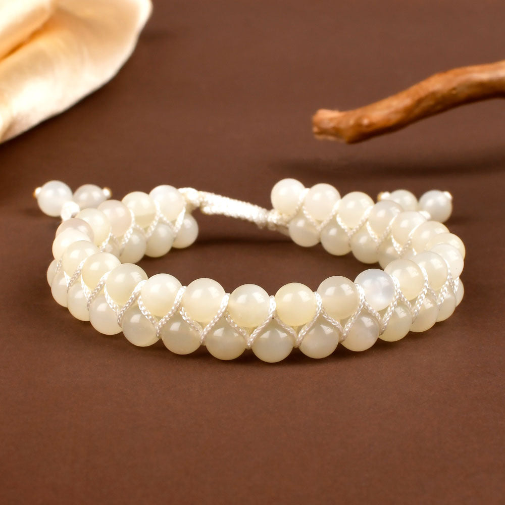 White Moonstone Double Layer Adjustable Bracelet