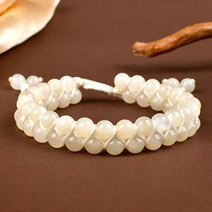 White Moonstone Double Layer Adjustable Bracelet