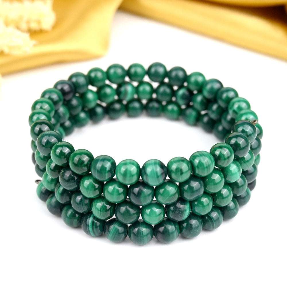 Malachite Spiral Stack Bracelet-8 mm