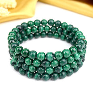 Malachite Spiral Stack Bracelet-8 mm