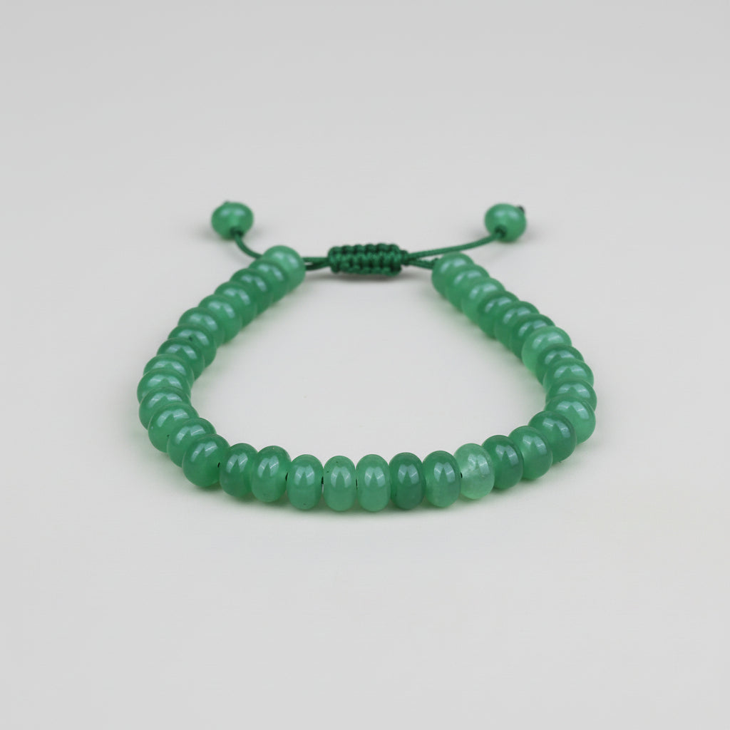 Green Aventurine Eliptical Beads Adjustable Bracelet