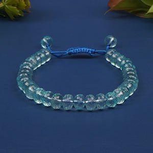 Aquamarine Faceted Elliptical Adjustable Bracelet-10 mm