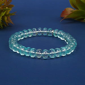 Aquamarine Faceted Elliptical Beads Bracelet-8 mm