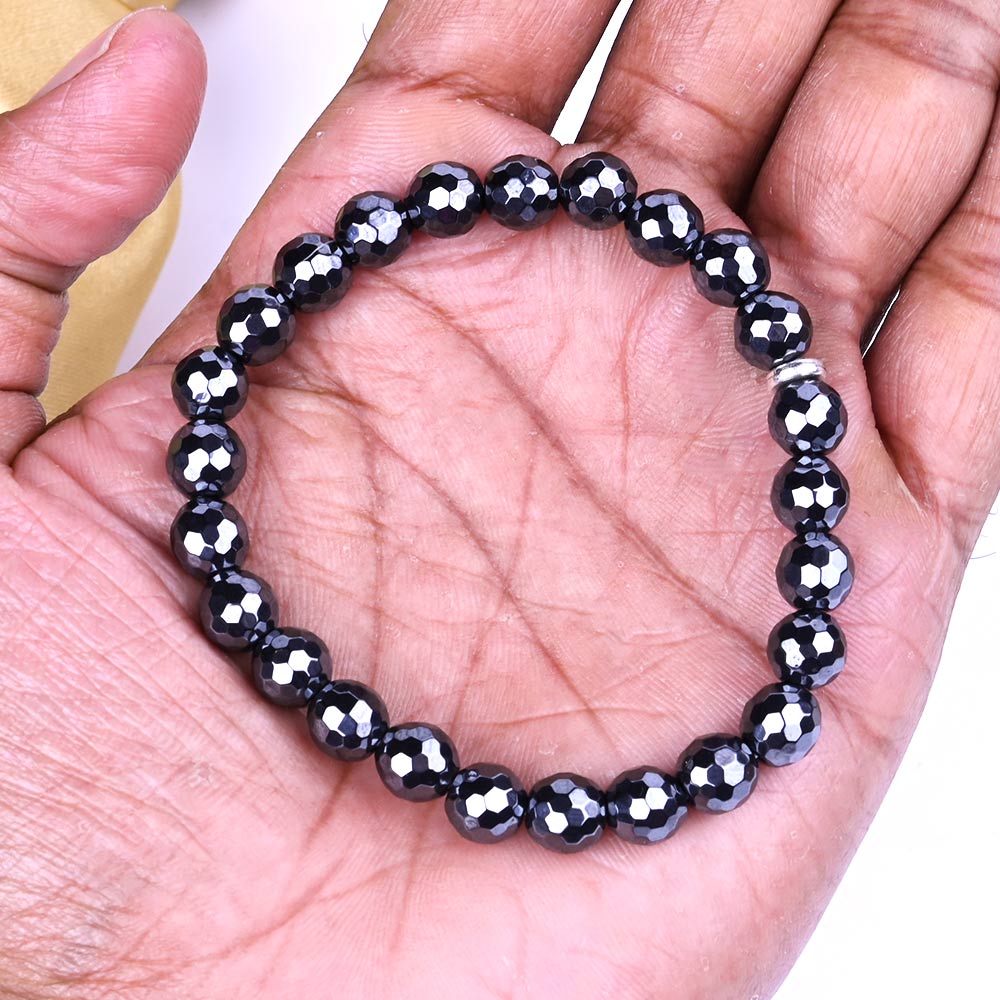 Natural Hematite Faceted Beads Bracelet