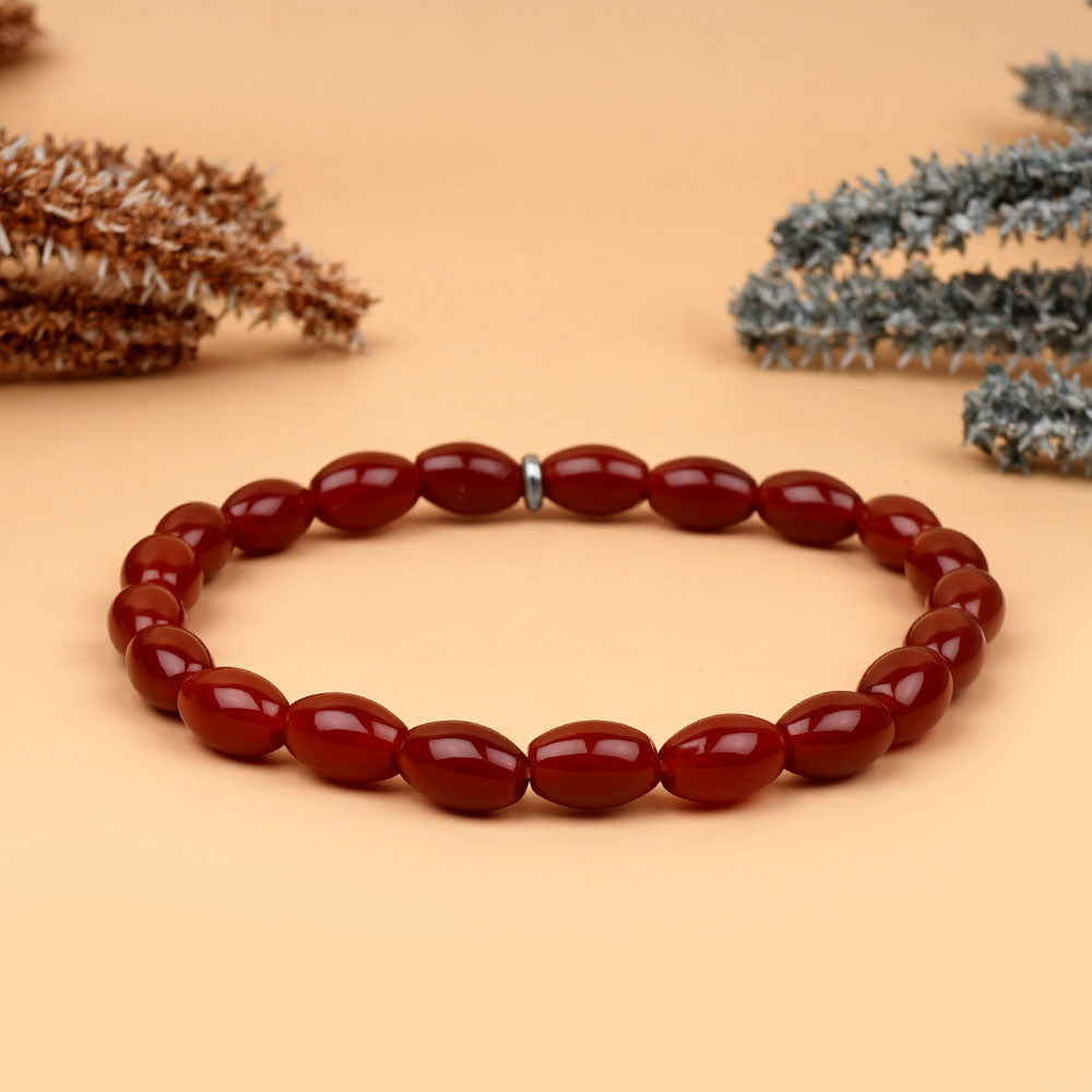 Red Carnelian Oval Beads Bracelet