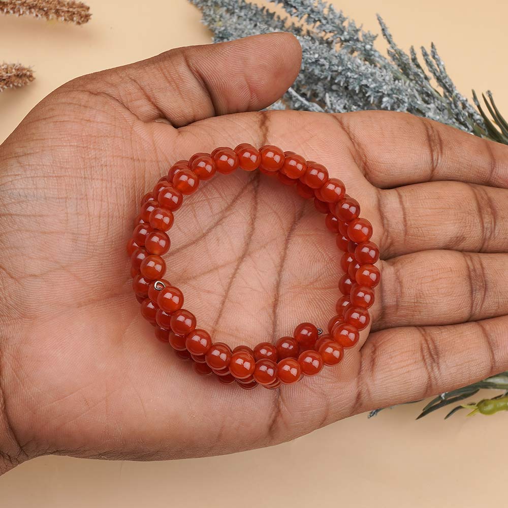 Red Carnelian Spiral Stack Bracelet-6 mm