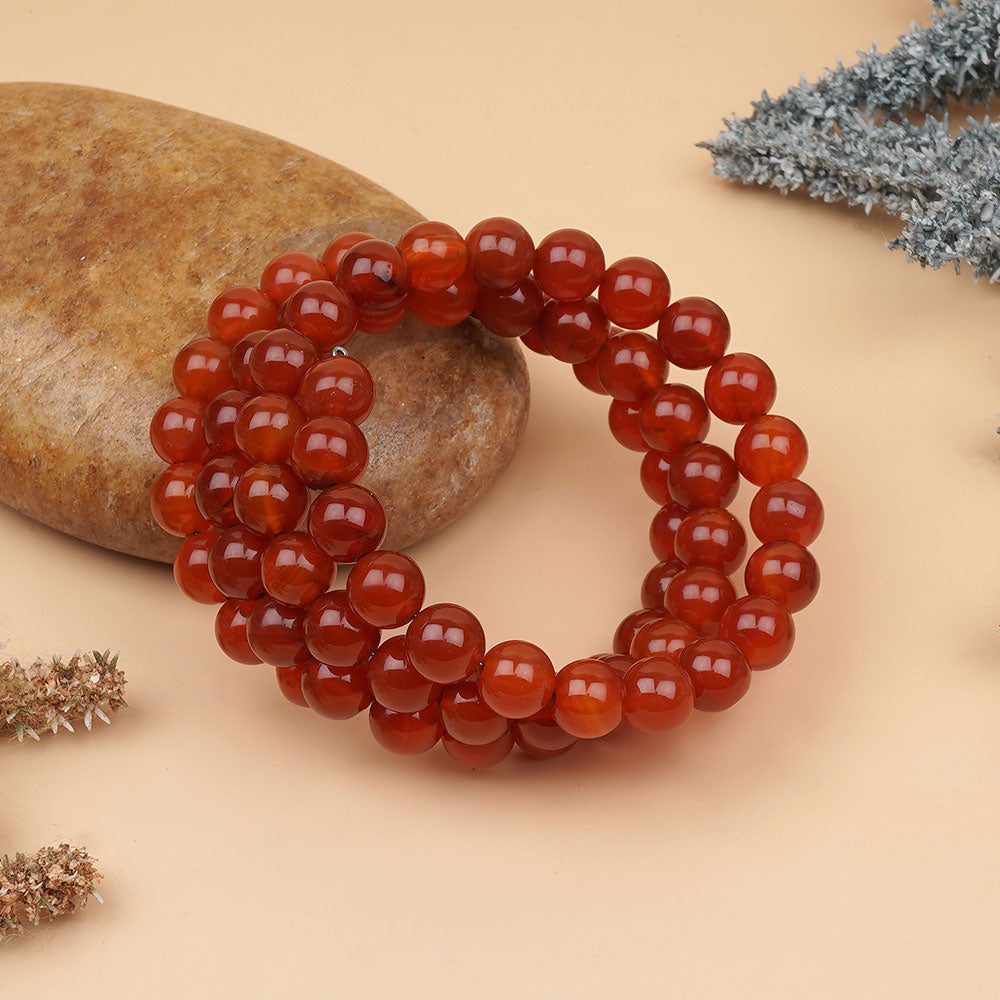 Red Carnelian Spiral Stack Bracelet-8 mm