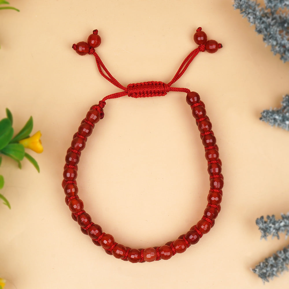 Red Carnelian Faceted Double Layer Thread Bracelet
