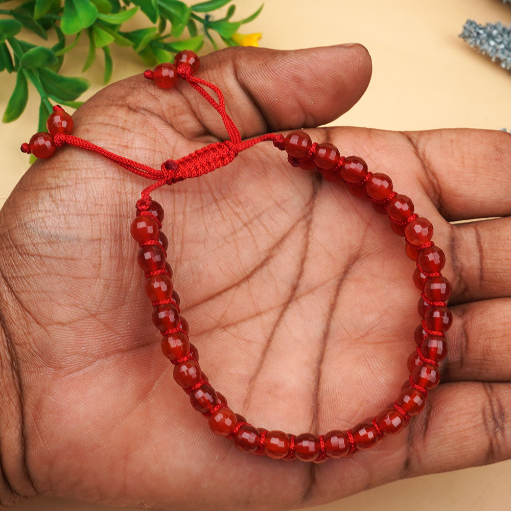 Red Carnelian Faceted Double Layer Thread Bracelet