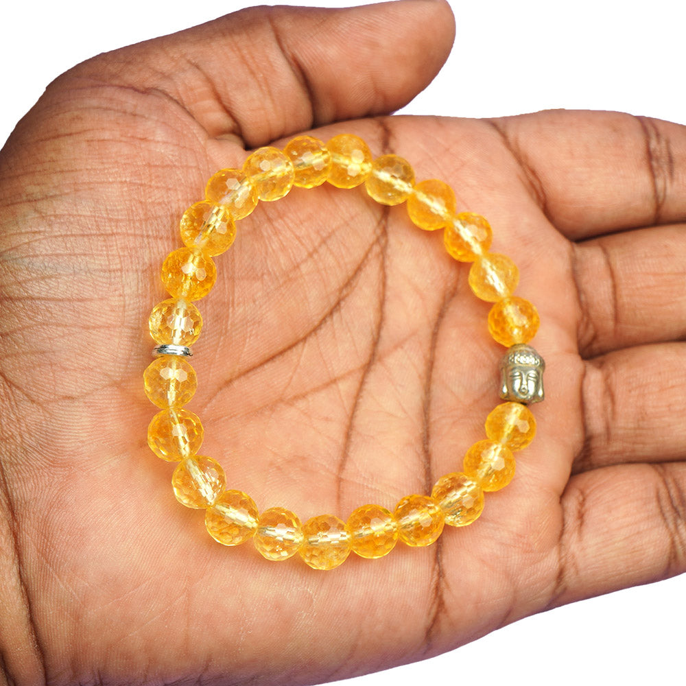Yellow Citrine Faceted Buddha Charm Bracelet