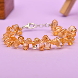 Yellow Citrine Drop Shape Beads Bracelet