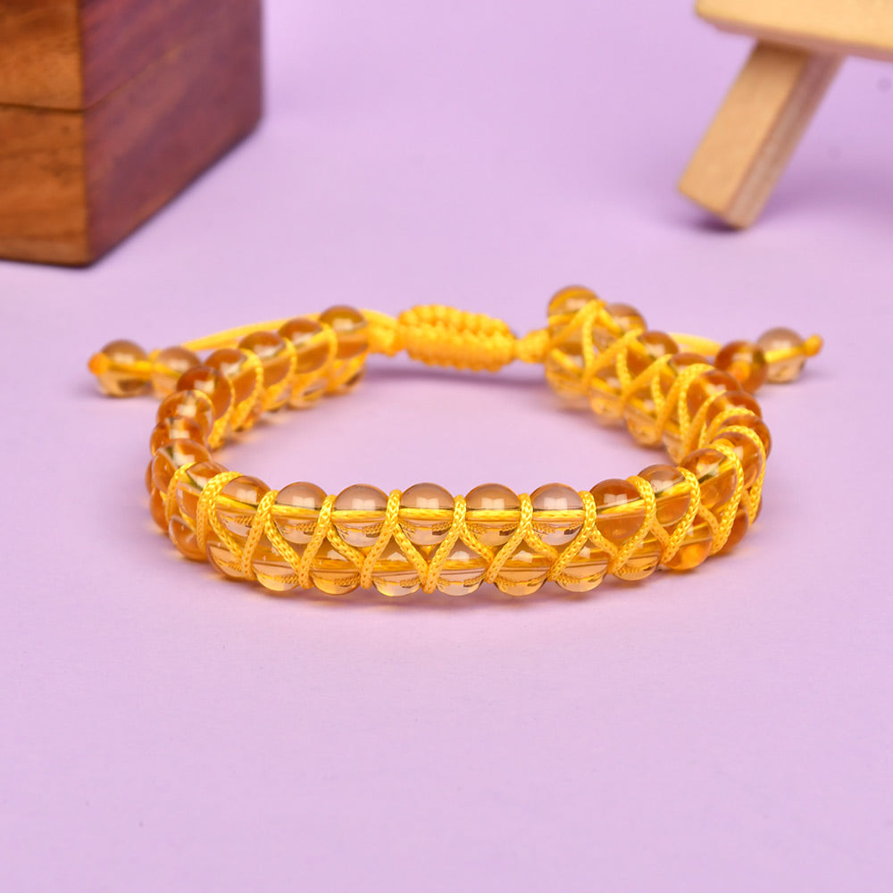 Yellow Citrine Double Layer Adjustable Bracelet