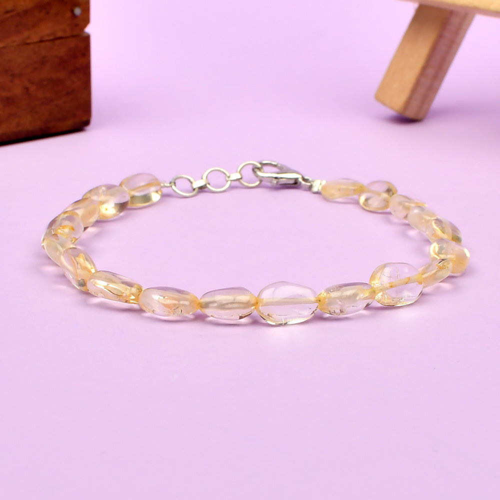 Yellow Citrine Oval Beads Bracelet
