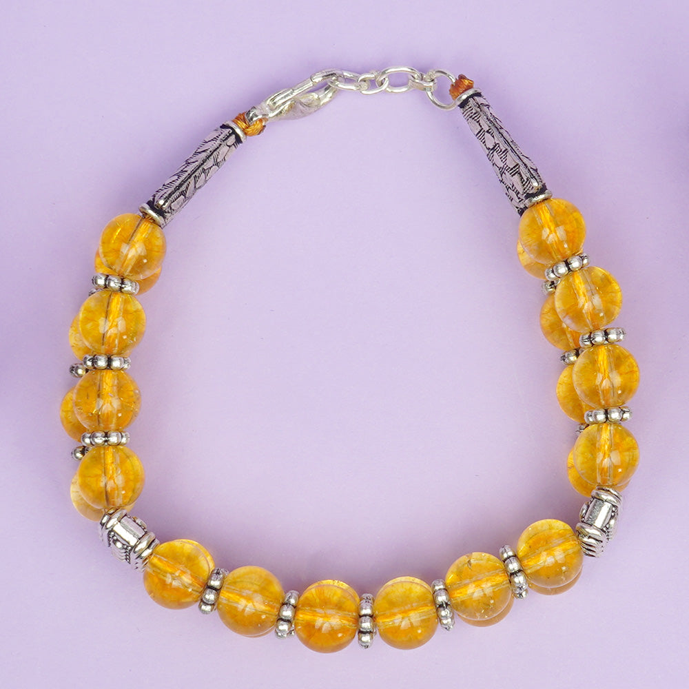 Yellow Citrine 2 Layers German Silver Designer Bracelet
