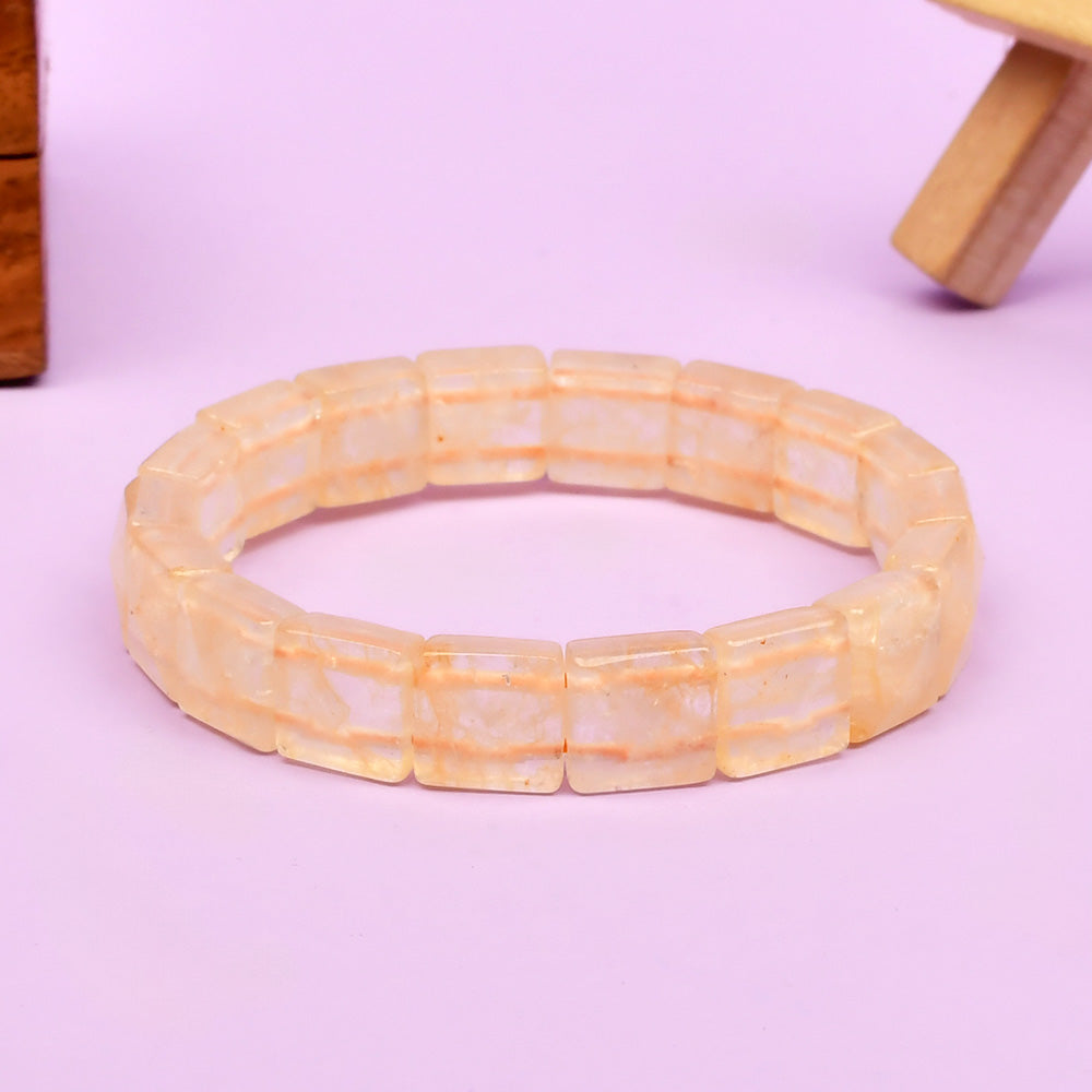 Yellow Citrine Square Beads Bracelet
