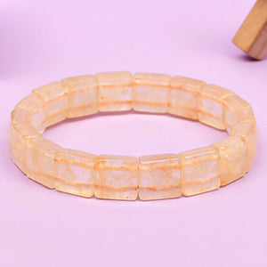 Yellow Citrine Square Beads Bracelet