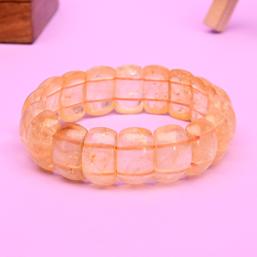 Yellow Citrine Half Spherical Beads Bracelet