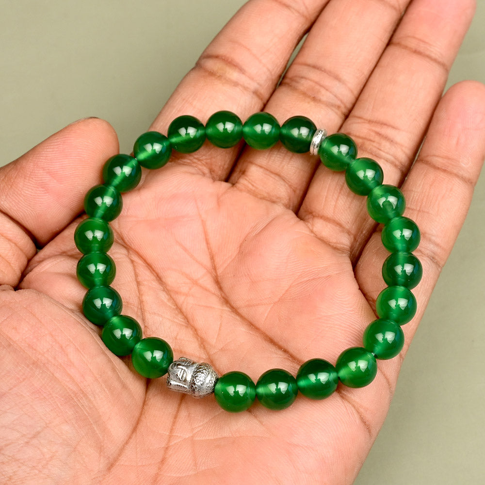 Green Onyx Buddha Charm Bracelet