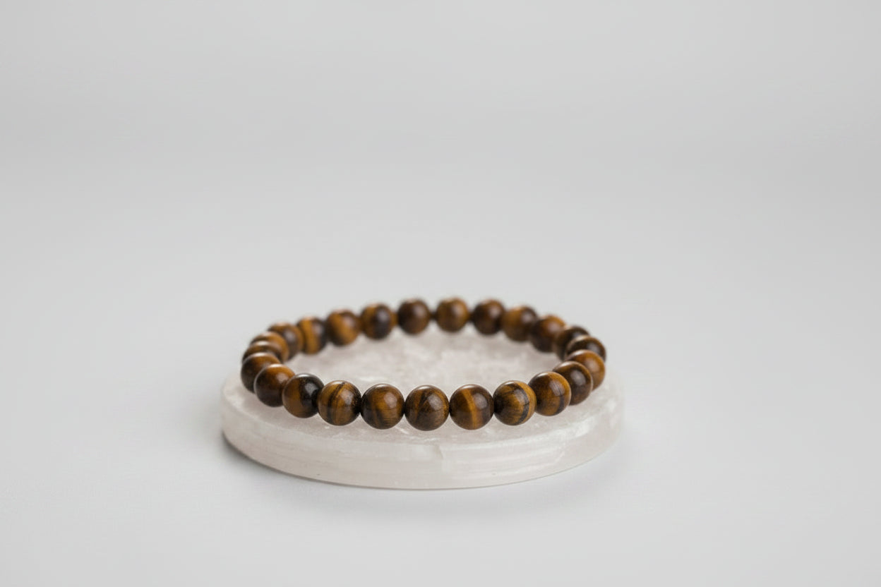 Tiger Eye Bracelet with FREE Raw Selenite Plate | ManiMonk