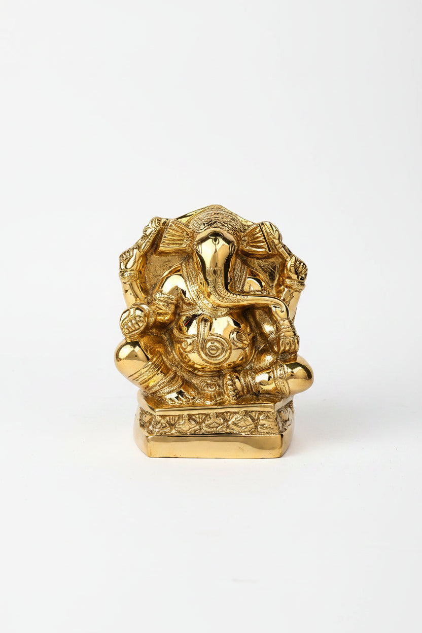 Titwala Siddhivinayaka Ganesh Brass Idol 7.5 Inch Handcrafted Siddhivinayak Ganesha Murti for Home Puja and Temple