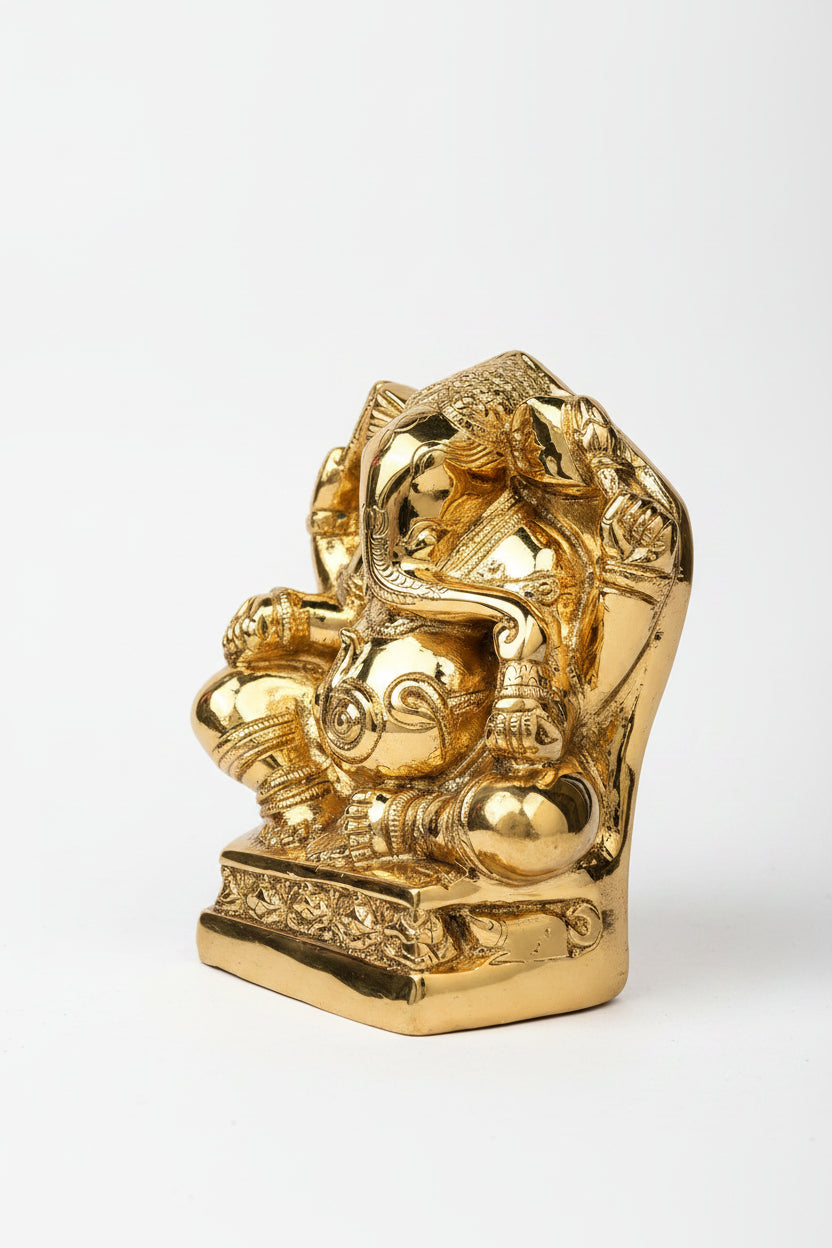 Titwala Siddhivinayaka Ganesh Brass Idol 7.5 Inch Handcrafted Siddhivinayak Ganesha Murti for Home Puja and Temple