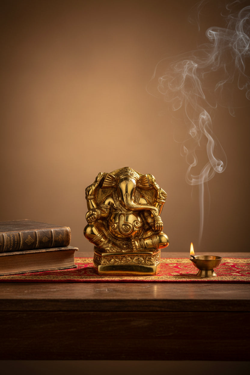 Titwala Siddhivinayaka Ganesh Brass Idol 7.5 Inch Handcrafted Siddhivinayak Ganesha Murti for Home Puja and Temple