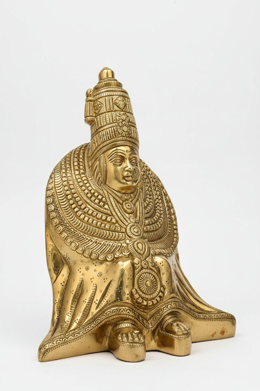 Tulja Bhavani Brass Idol 11 Inch Premium Handcrafted Deity Statue - ManiMonk