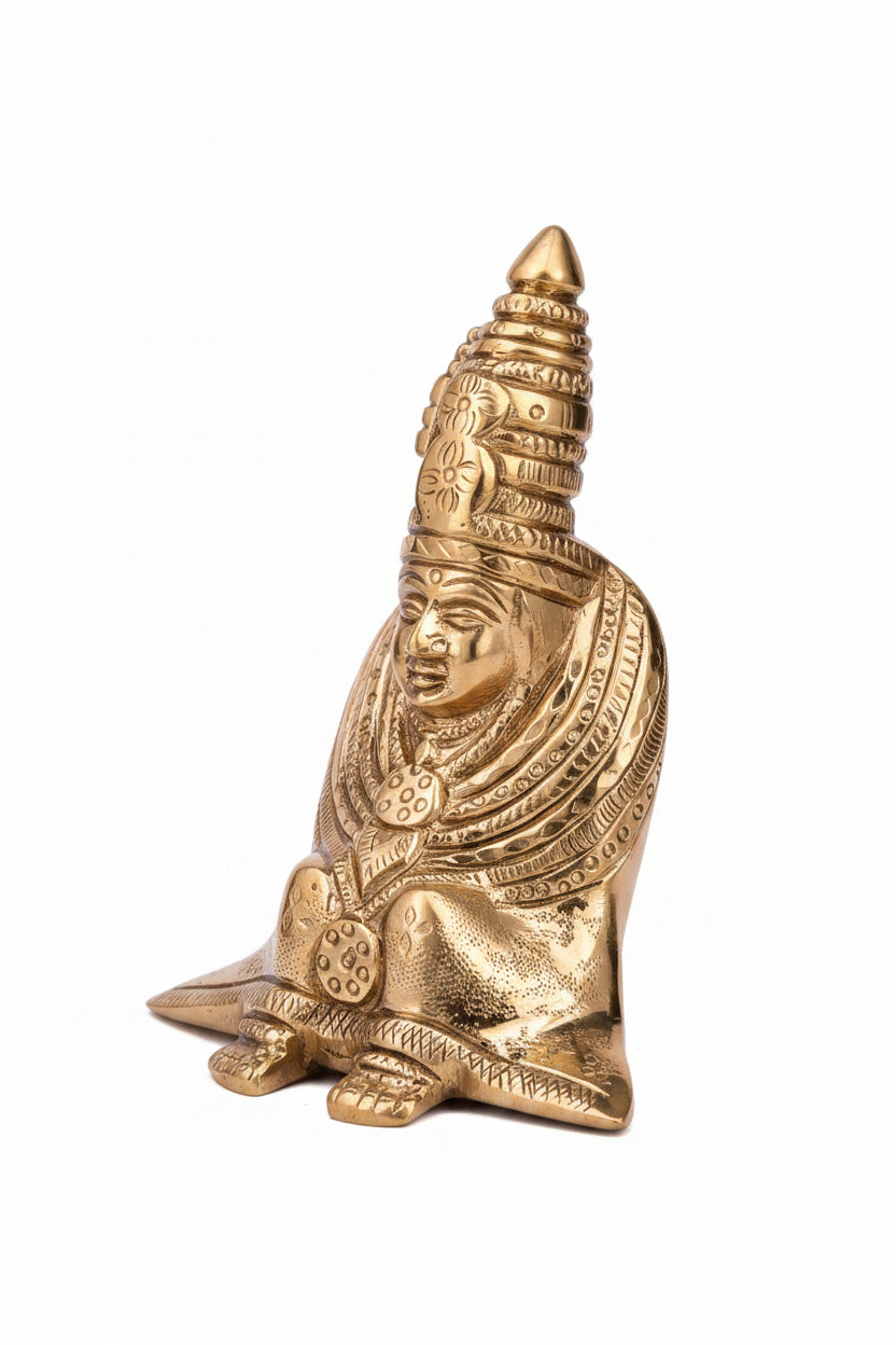 Tulja Bhavani Brass Idol Shivaji Maharaj 4.4 Inch Handcrafted Murti - ManiMonk