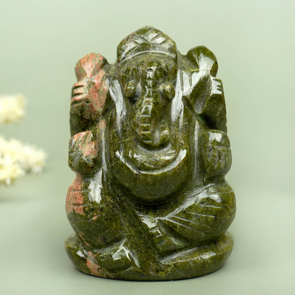 Unakite Ganesha Idol - 118 gms