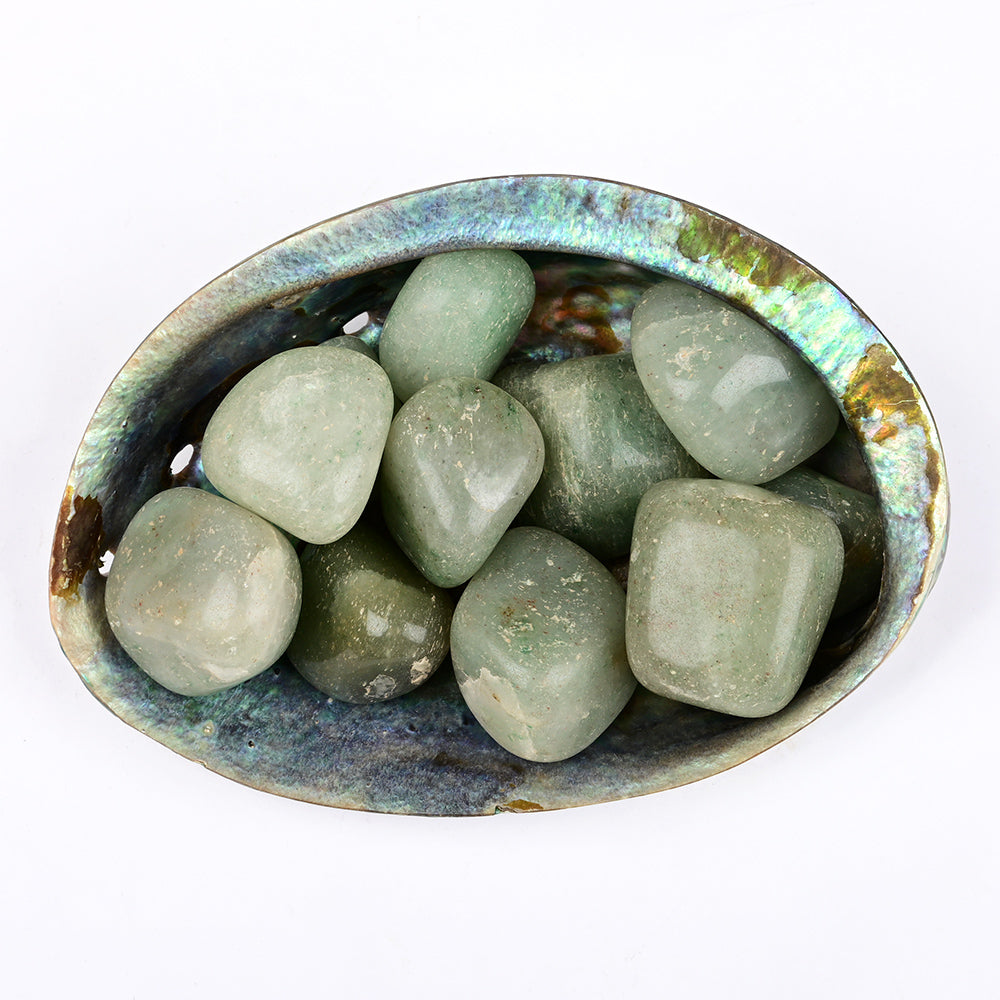 8 Directions Tumble Stone in Paua Shell-With Plate-Green Flourite (North West)
